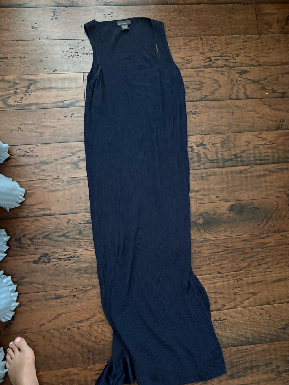 Crinkled silk navy banana republic midi slip dress